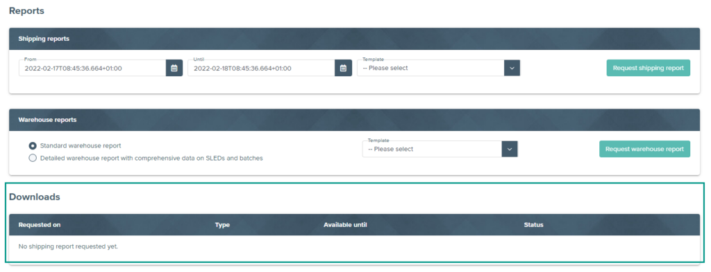 Downloading warehouse reports