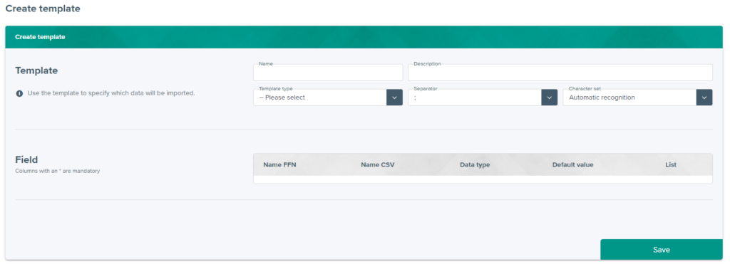Example of an import template