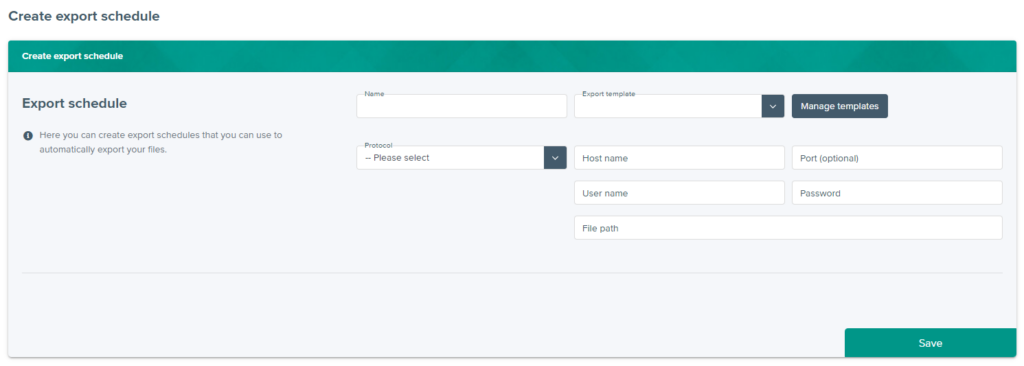 Creating an export schedule for exports from the FFN Portal