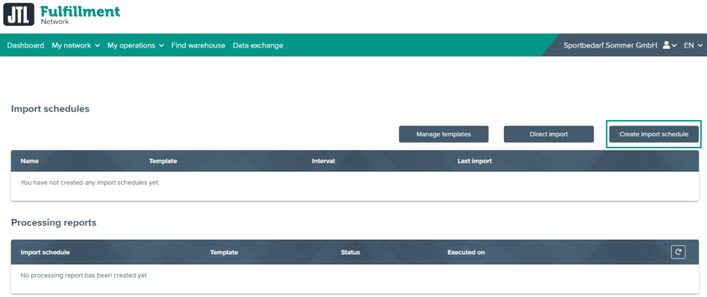 Creating an import schedule in the portal