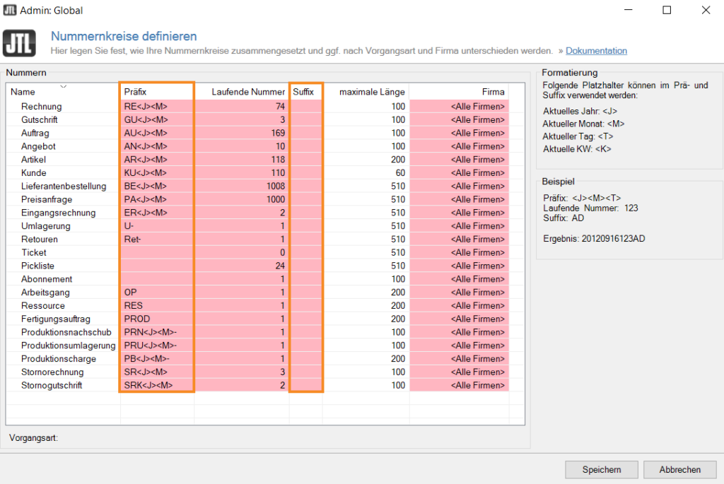 Nummernkreise definieren – JTL-Guide
