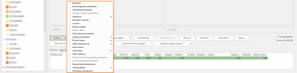JTL-Wawi-Auftragsverwaltung-Auftrag-Dropdown-Menü