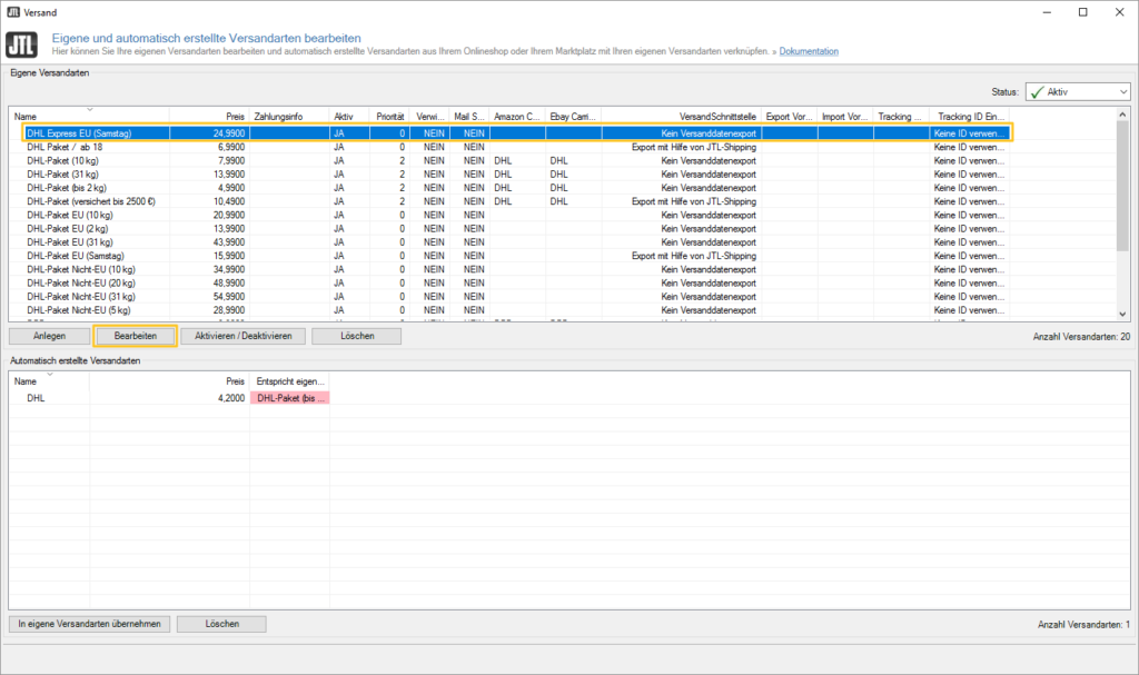 JTLShippingLabels für DHL Express GWS JTLGuide