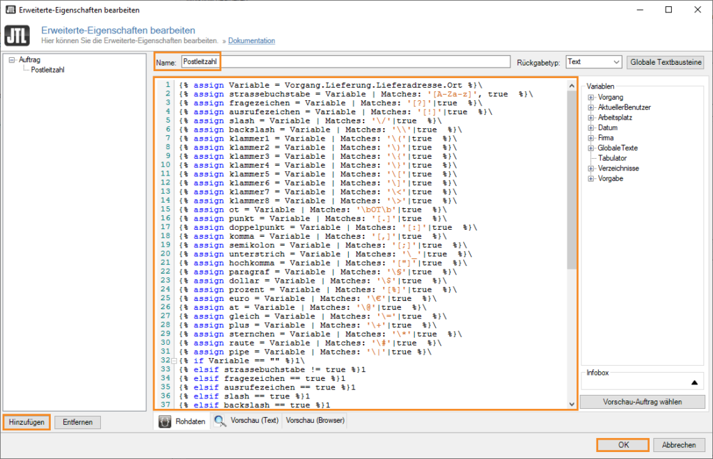 Jtl Wawi Workflows 008 Ortsnamen Pruefen Workflow2 Bedingung Erweiterte Eigenschaften
