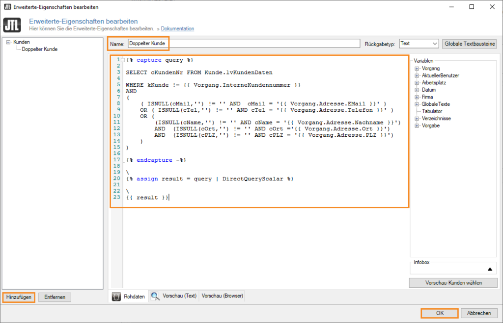 Jtl Wawi Workflows Doppelte Kunden 003 Bedingung Code