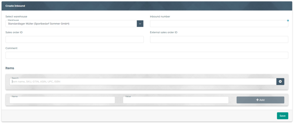 Creating a new inbound