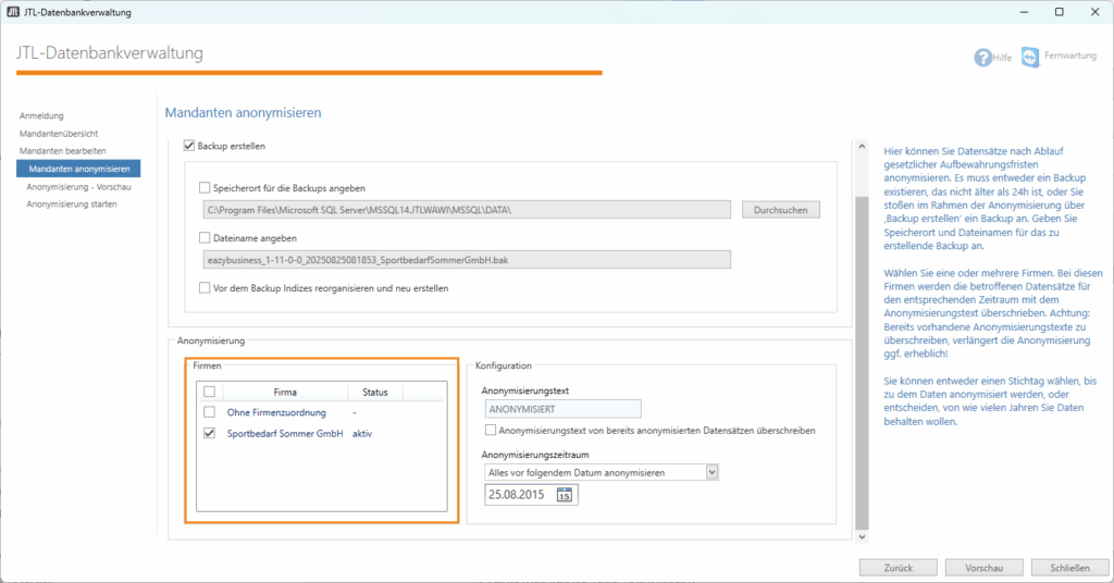 Personenbezogene Daten Anonymisieren Datenbank Mandanten Anonymisieren Firmen