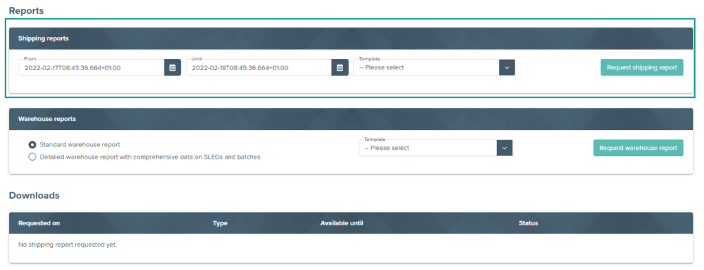 Shipping reports in the portal of the JTL-Fulfillment Network