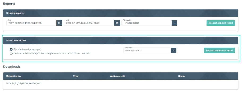 Requesting a warehouse report