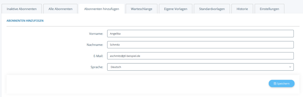 Abonnenten für Newsletter hinzufügen