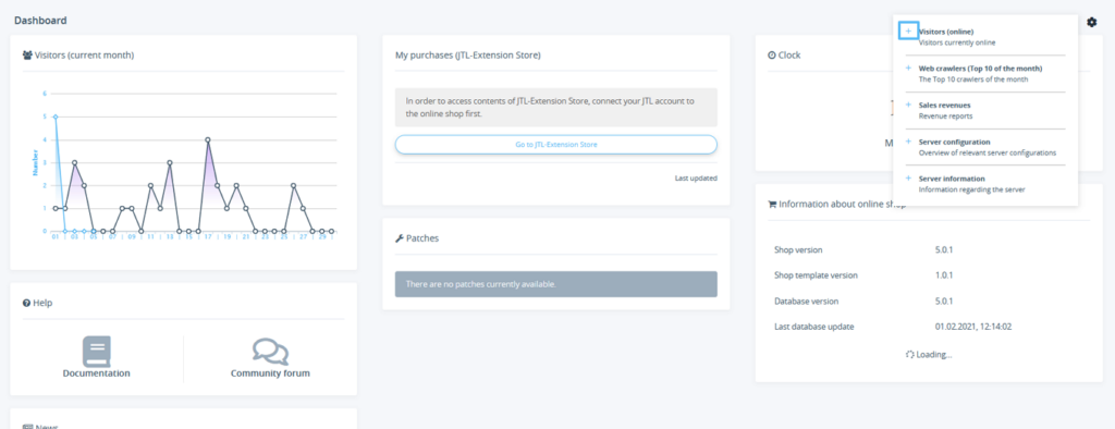 Adding hidden widgets in JTL-Shop 5