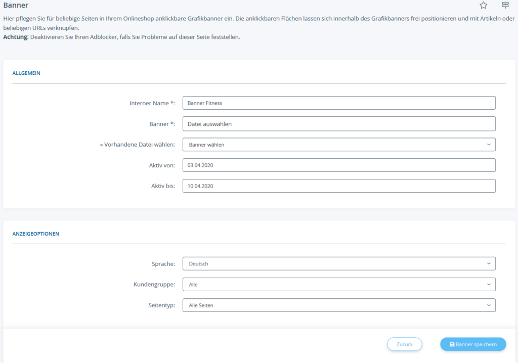 Übersicht aller Banneroptionen für JTL-Shop 5