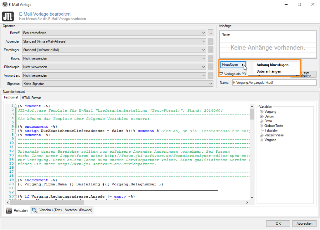 Dateianhang hinzufügen zu E-Mail