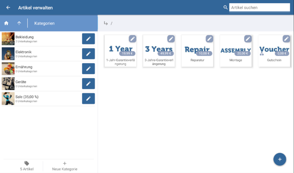 Artikelverwaltung von JTL-POS