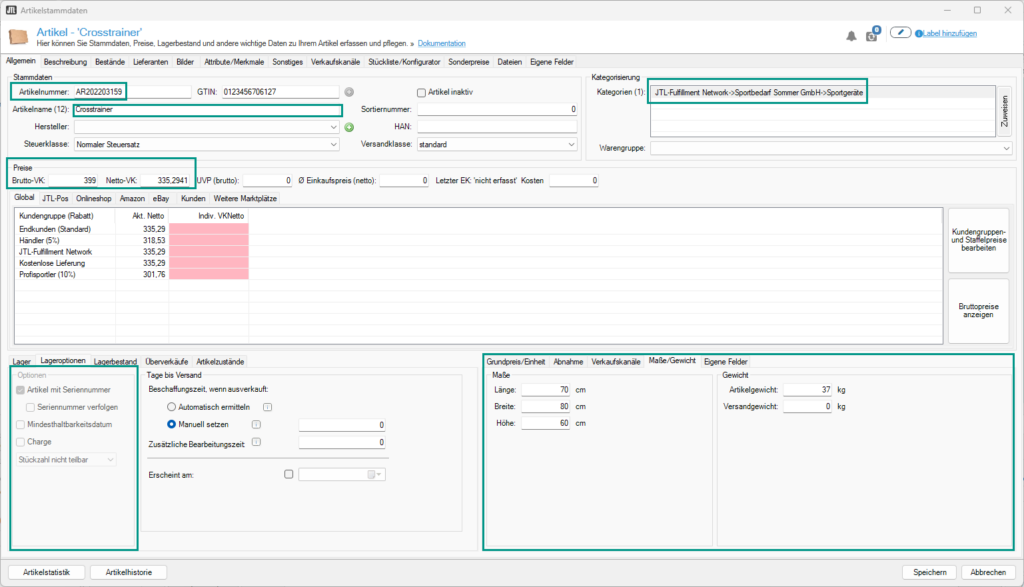 Artikelstammdaten Aus Sicht Des Fulfillment Dienstleisters Jtl Ffn