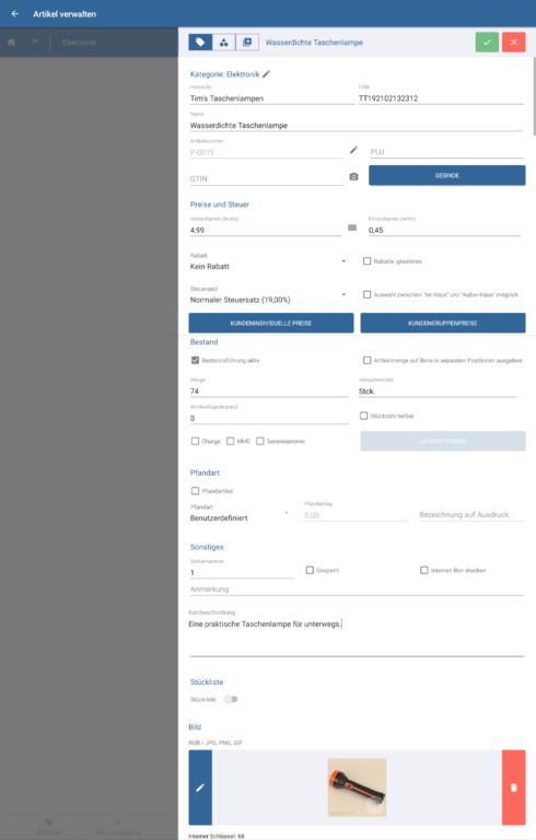 Überblick über die Artikelstammdaten von JTL-POS