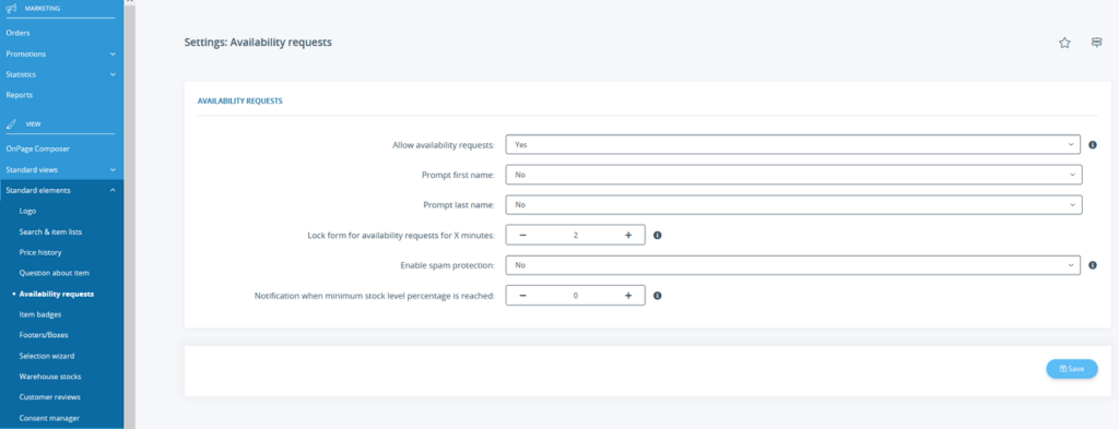 Setting up availability requests in JTL-Shop