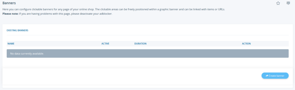 Banner administration without banners in JTL-Shop 5