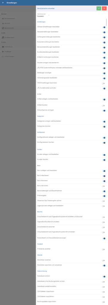 Überblick über alle Benutzerrechte in JTL-POS