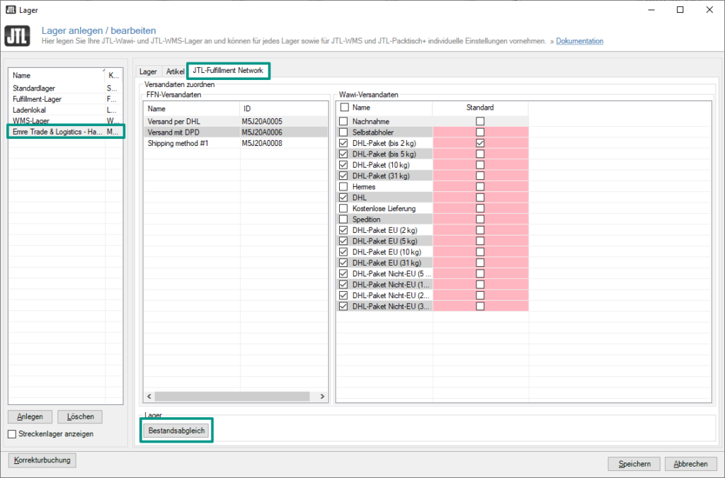 Bestandsabgleich bei einem Händler im JTL-Fulfillment Network durchführen