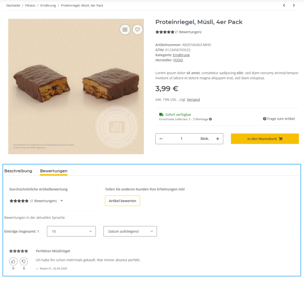 Bewertungen im Onlineshop