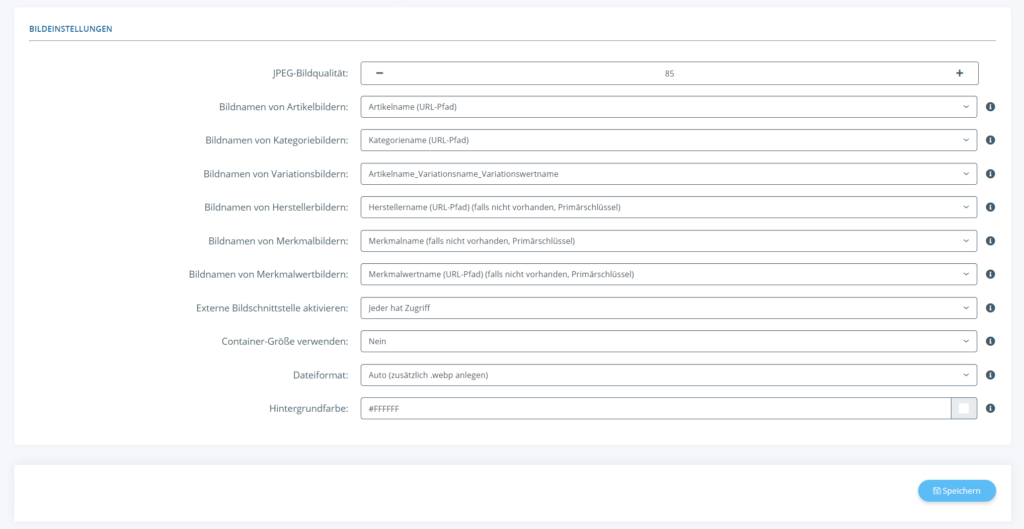 Bildeinstellungen im Backend von JTL-Shop 5