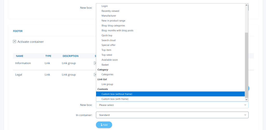 Creating a box with custom contents in JTL-Shop 5