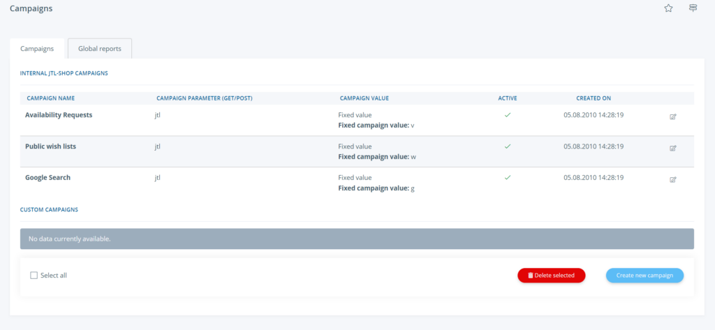 Creating a new campaign for Google Shopping in JTL-Shop