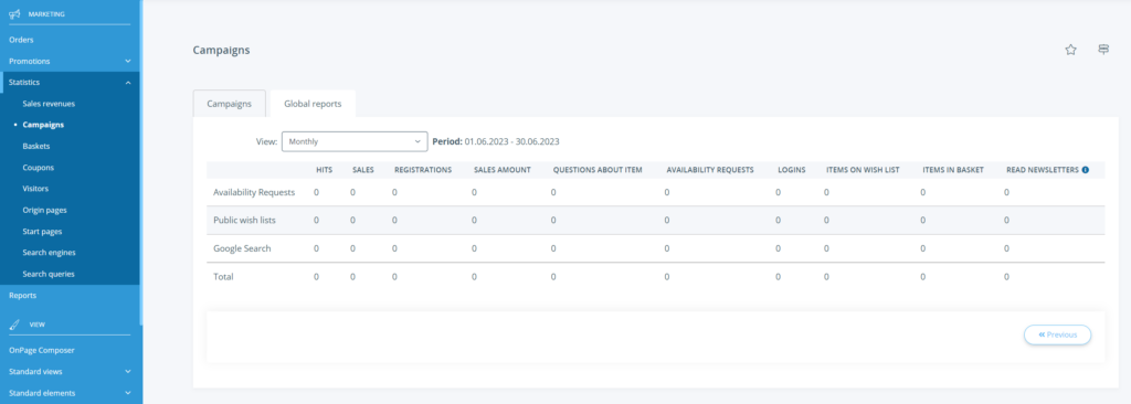 Campaign statistics in JTL-Shop