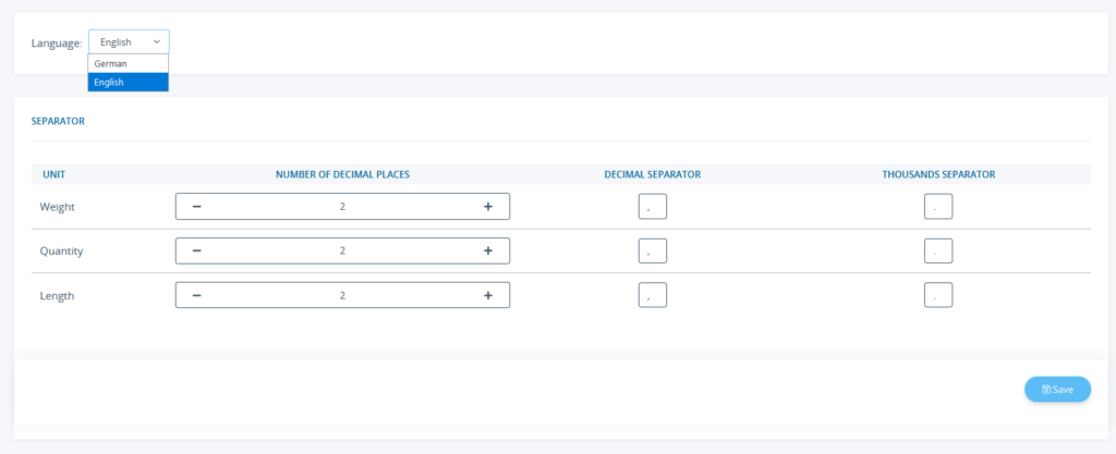 Setting separators for individual languages in JTL-Shop 5