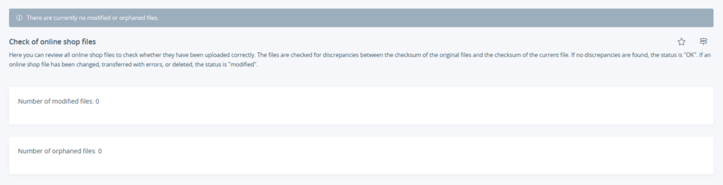 Check of online shop files in JTL-Shop