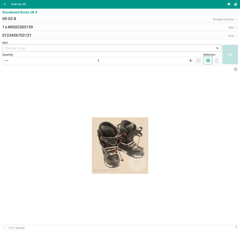 Wms Mobile Collective picking Scan items 004