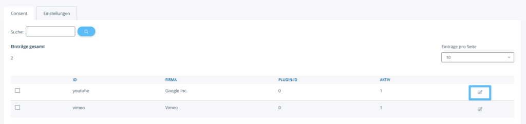 Übersicht der Drittanbieter im Consent-Manager von JTL-Shop 5