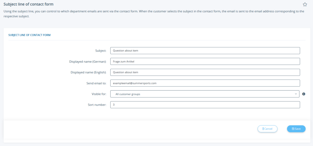 Creating a new subject for the contact form of JTL-Shop 5