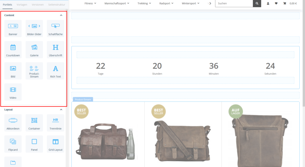 Content-Portlets im OnPage Composer von JTL-Shop