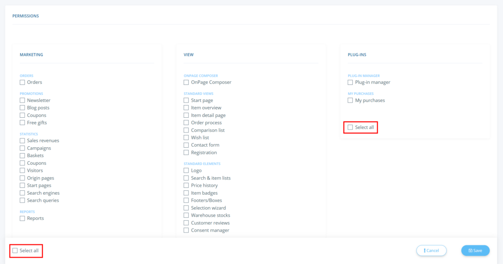 Permissions marked Jtl Shop 5