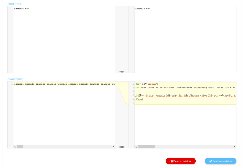 Comparison of the changes to a box in JTL-Shop 5