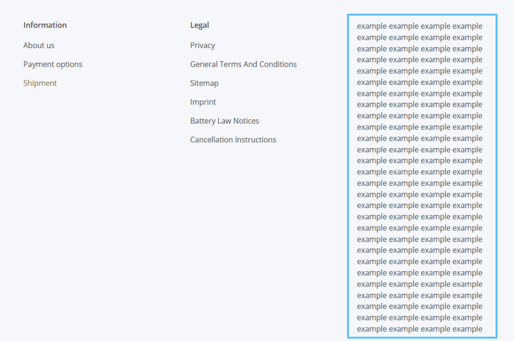 View of a box with custom-created content in the front end of JTL-Shop 5