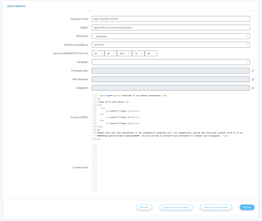 Creating custom templates for a newsletter