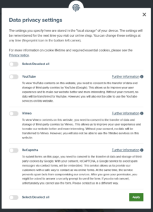 Privacy settings in the front end of JTL-Shop 5