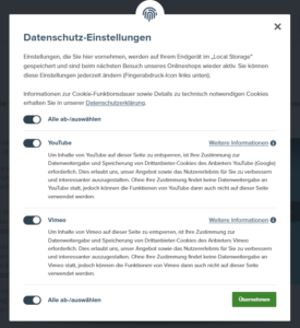 Datenschutz-Einstellungen im Frontend von JTL-Shop 5