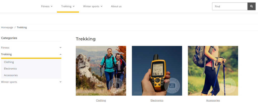 View of the current category in the front end of JTL-Shop 5