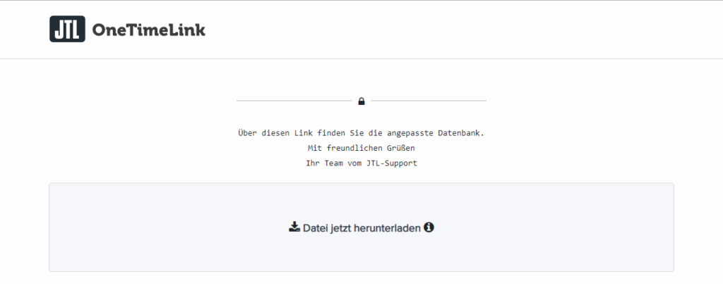 Downloadlink für eine Datei, die per JTL-OneTimeLink versendet wurde
