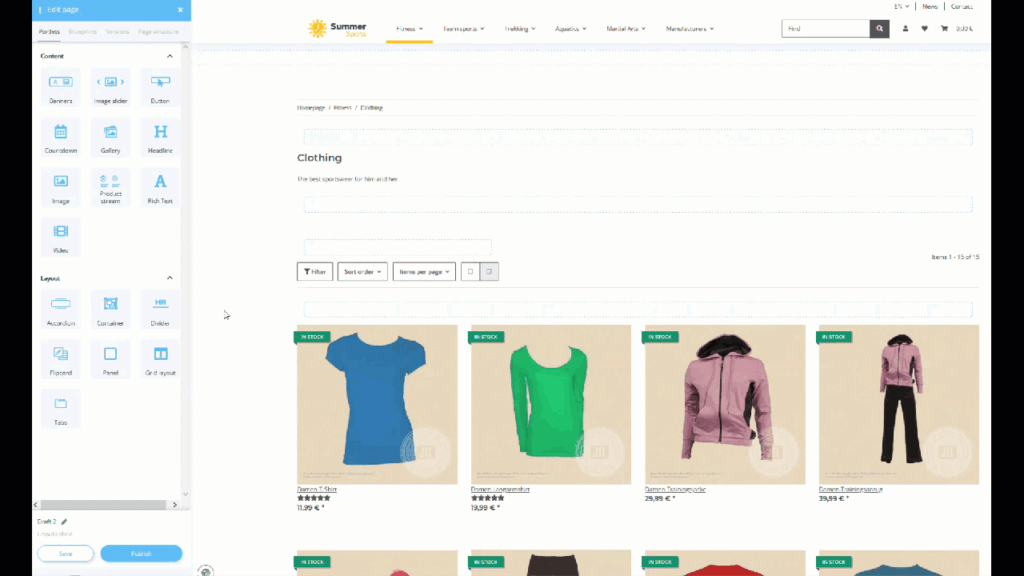 Inserting a portlet in the OnPage Composer