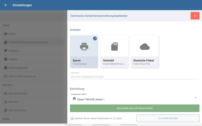 Drucker für die TSE wählen