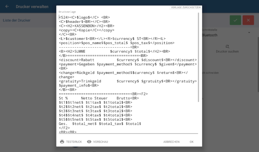 Druckvorlage einrichten in JTL-POS