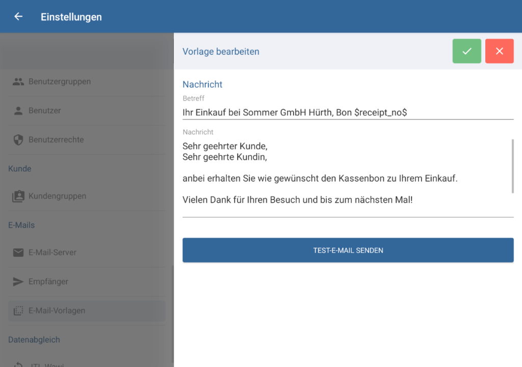 E-Mail-Vorlage in JTL-POS bearbeiten