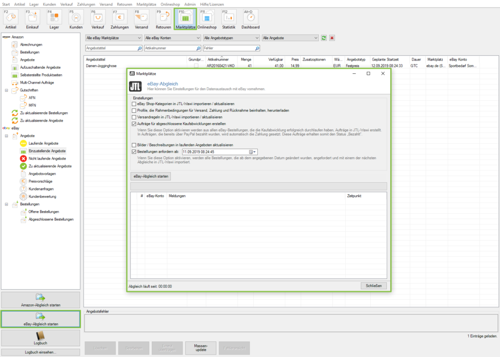 eBay-Abgleich für Bestellungen in JTL-Wawi