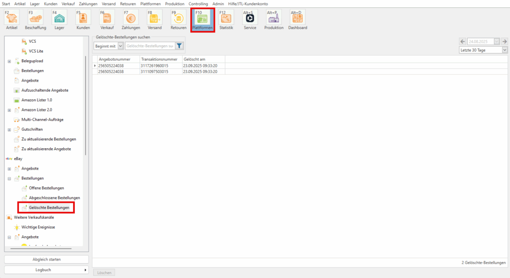 eBay Ordner Geloeschte Bestellungen Jtl Eazyauction