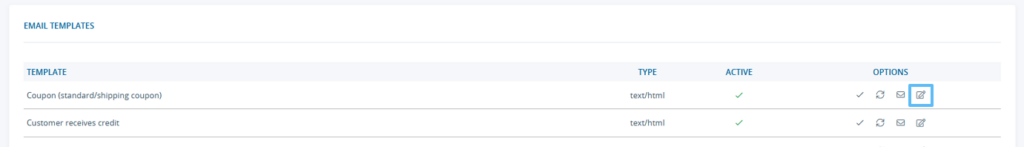 Button for editing an email template in JTL-Shop